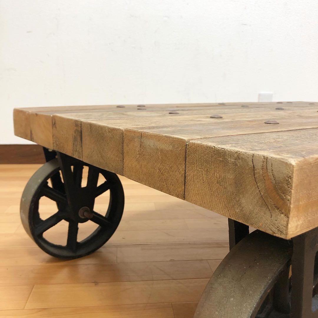 インダストリアルテイスト トロリーテーブル センターテーブル ローテーブル