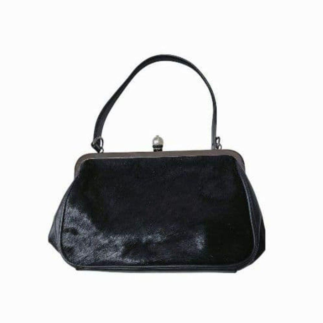 美品 ユナイテッドアローズ ハラコ素材 パーティーバッグ ハンドバッグ 黒