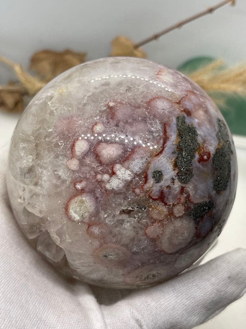 【3092】スフィア 桜瑪瑙 ピンアメ、パイライト共生