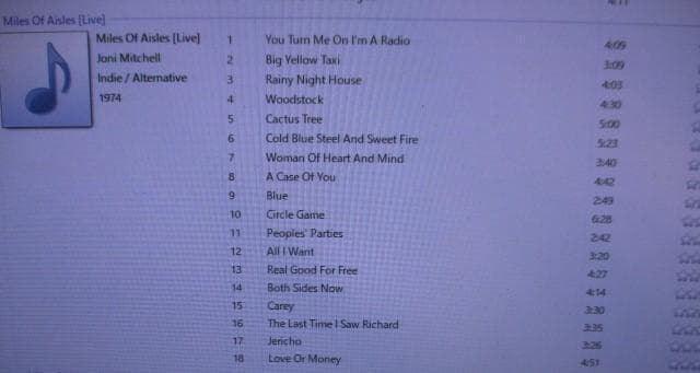 洋楽 joni mitchell miles of aisle (VERY RARE)