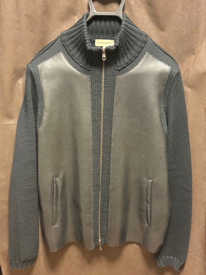 EMPORIO ARMANI ドライバーズニット PVCレザー 美品