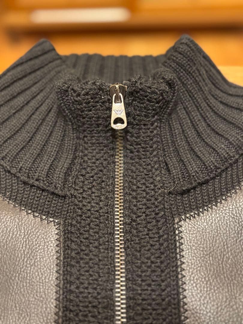 EMPORIO ARMANI ドライバーズニット PVCレザー 美品