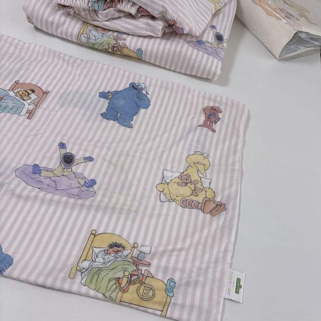 新品ジェラートピケ　セサミ　セサミストリート ベッドカバー　3点セット　シングル