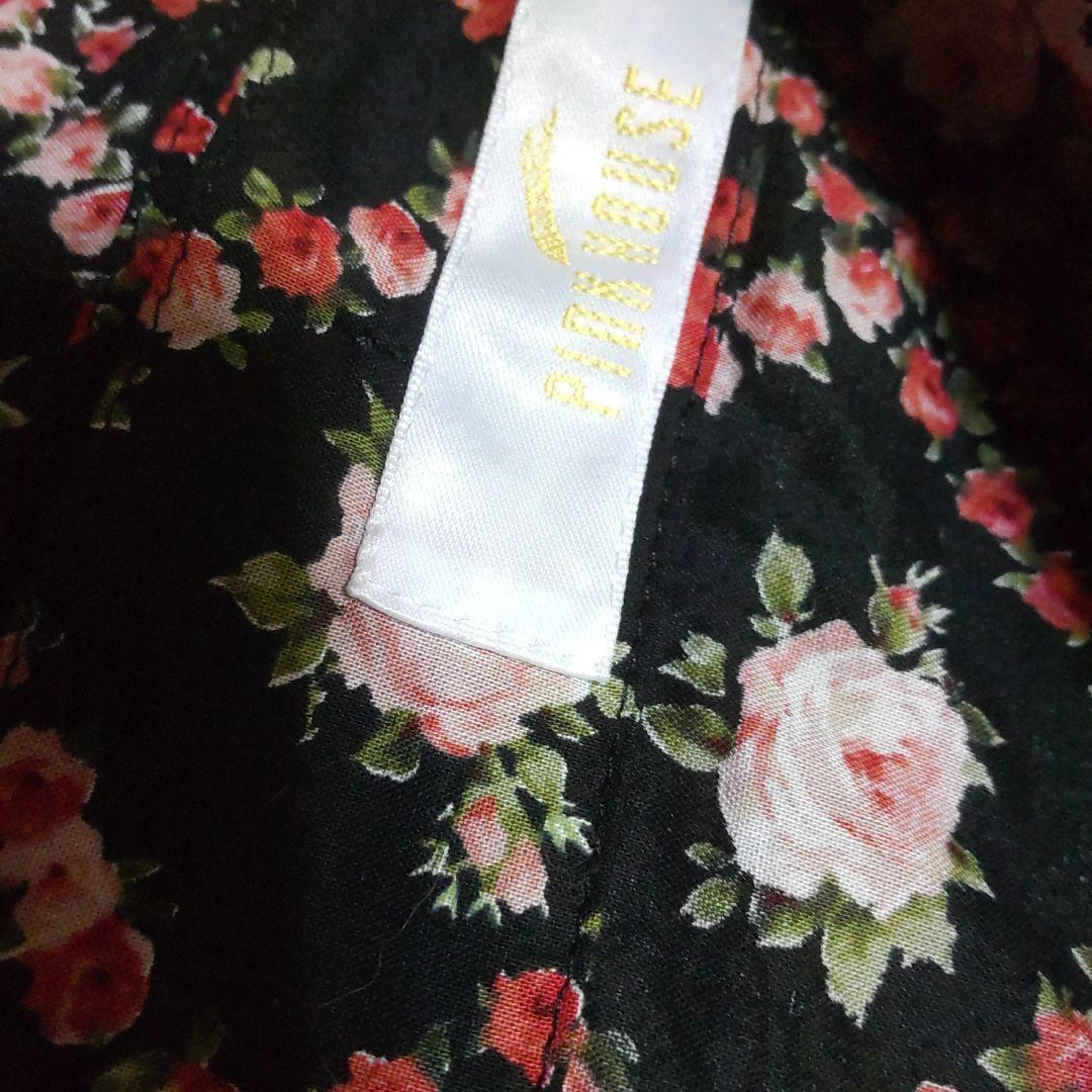 美品ピンクハウス　綿ローン小薔薇プリントロングワンピース