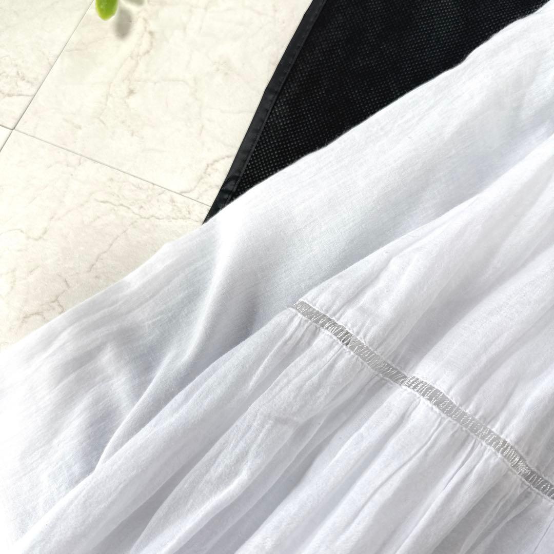 ne Quittez pas コットンボイルティアードマキシドレス　ホワイト