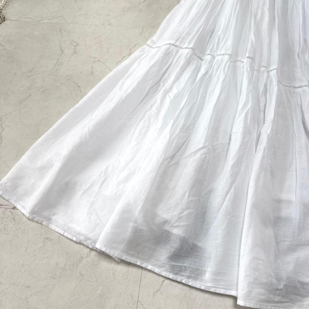 ne Quittez pas コットンボイルティアードマキシドレス　ホワイト