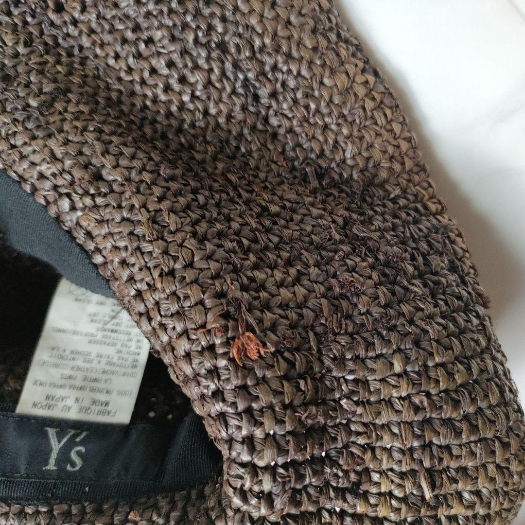 【希少!!】Y's ワイズ ヨウジヤマモト ラフィアハット 中折れ帽 帽子 牛革