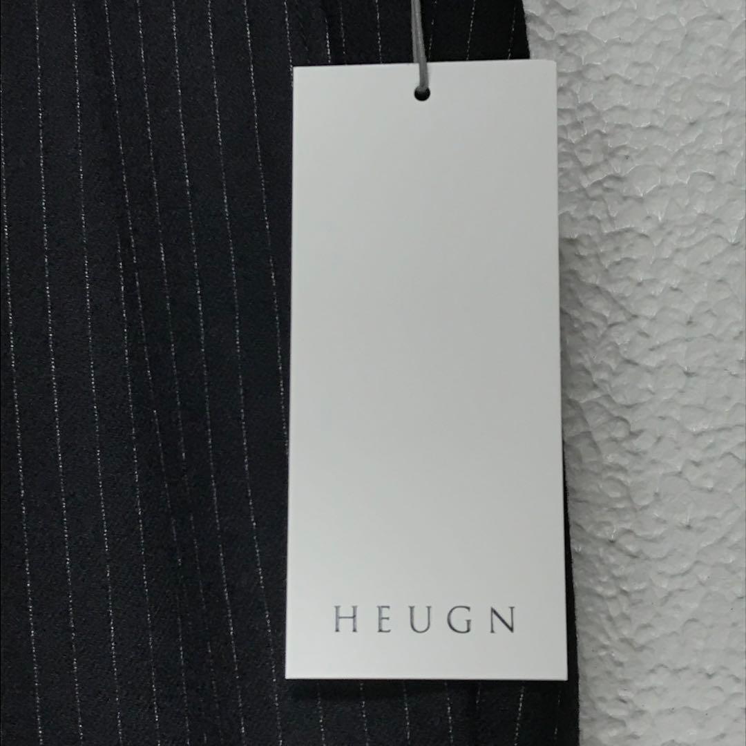 新品　HEUGN TROUSER040 ストライプウールスラックス　ブラック