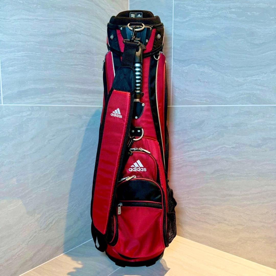 アディダス　キャディバッグ 9.0型　レッド　クラブプロテクター付き