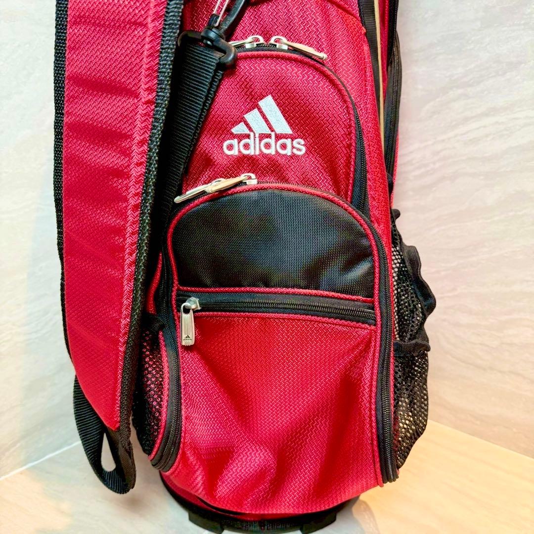 アディダス　キャディバッグ 9.0型　レッド　クラブプロテクター付き