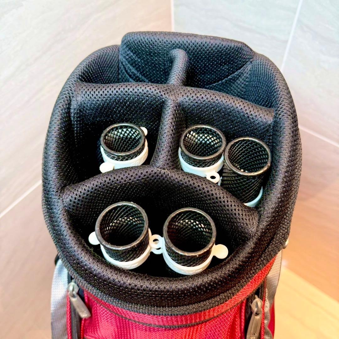 アディダス　キャディバッグ 9.0型　レッド　クラブプロテクター付き