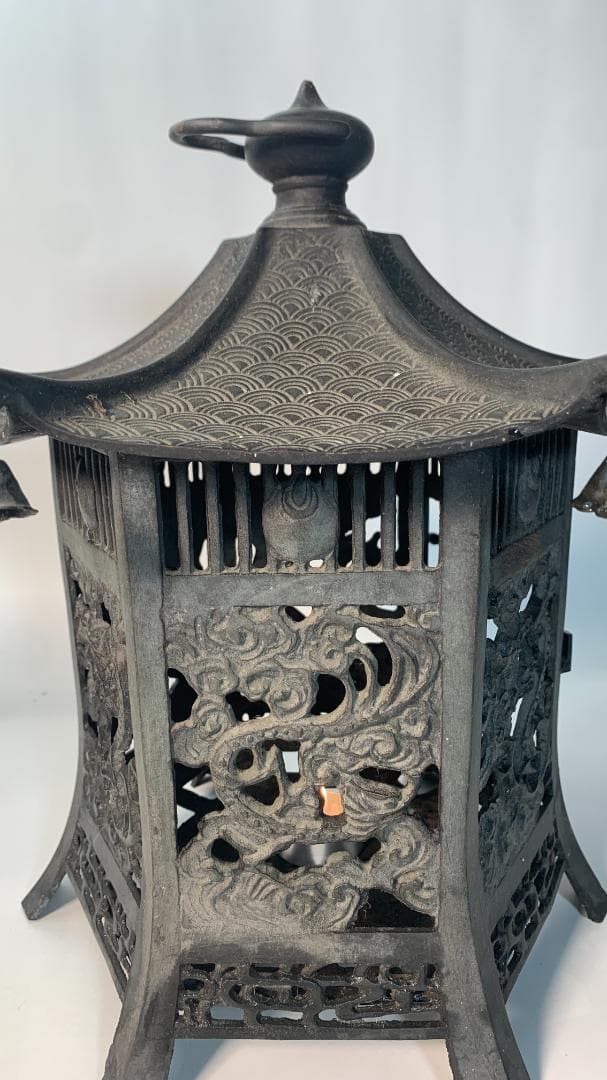 大型重厚で美しい吊灯篭 六角御殿　庭置物◆ 大型青銅寺宮吊灯籠 ◆