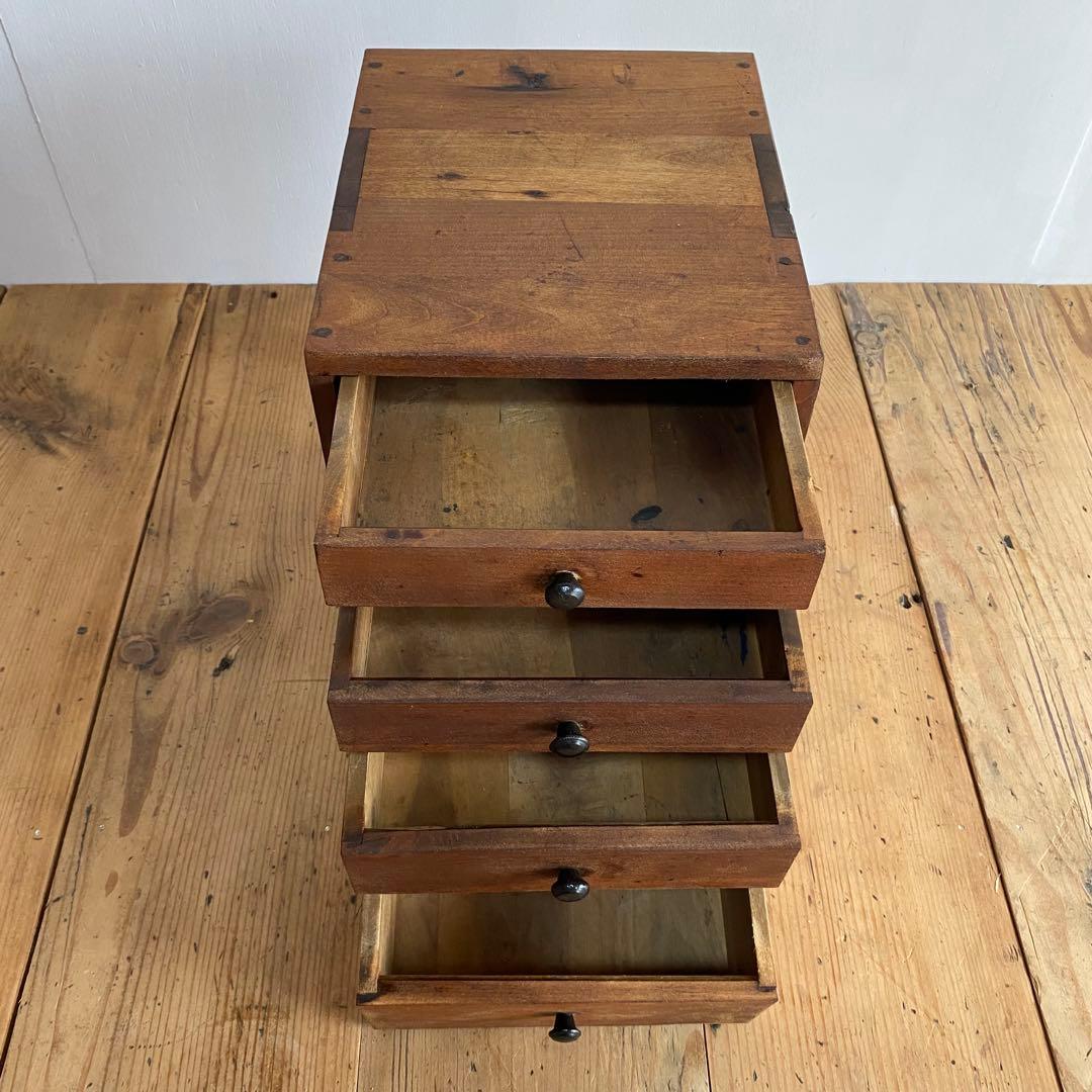 アンティーク 小引き出し 4杯抽斗 小物入れ 無垢材 昭和レトロ z736