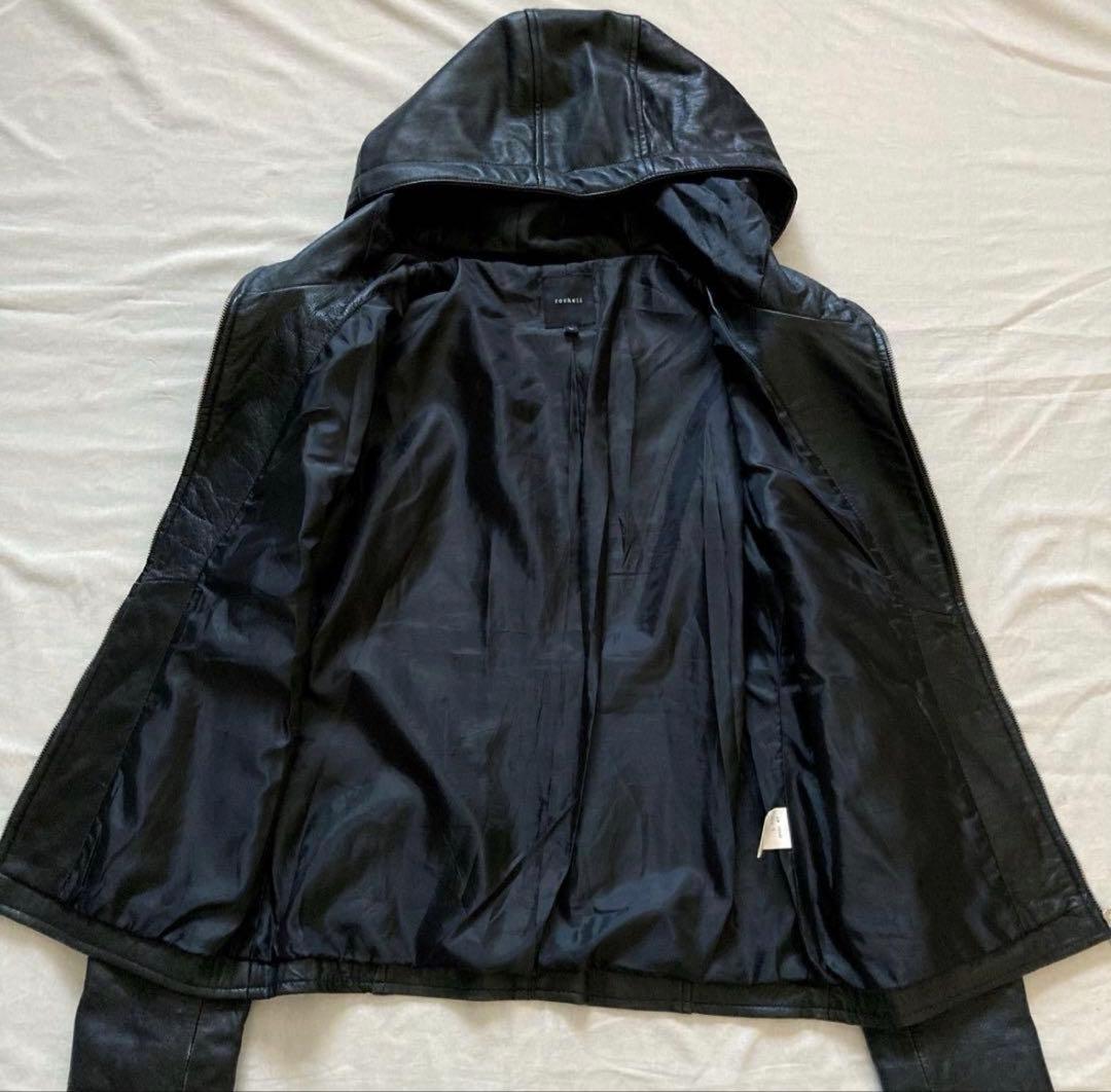 ジャケット・アウター hooded real leather jkt y2k black grunge