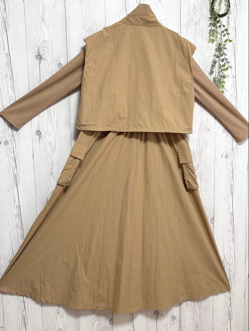 UR ITEMS◆ナイロンベスト&ドッキングワンピース／2Pセット◆CML◆F