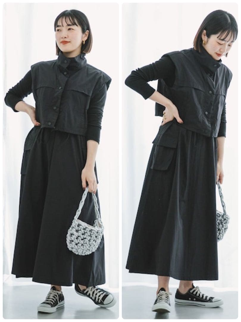 UR ITEMS◆ナイロンベスト&ドッキングワンピース／2Pセット◆CML◆F