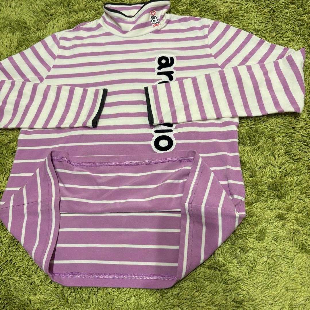 アルチビオ archivio 長袖モックネック ボーダー柄 紫 38 Mサイズ