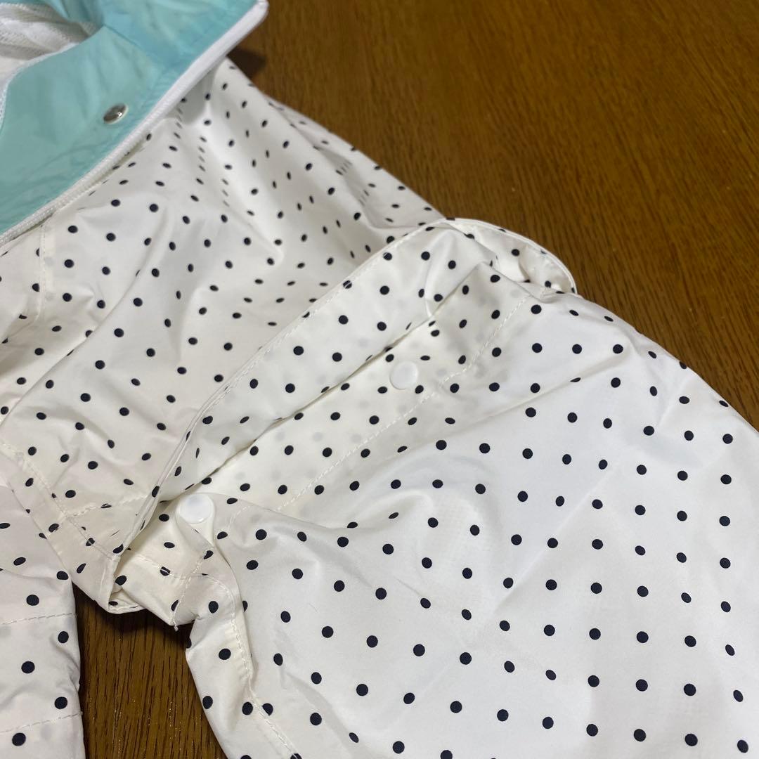 ルコック　ゴルフ　レイン　ワンピース　白　黒　水色　ドット柄　レディースＬ　美品