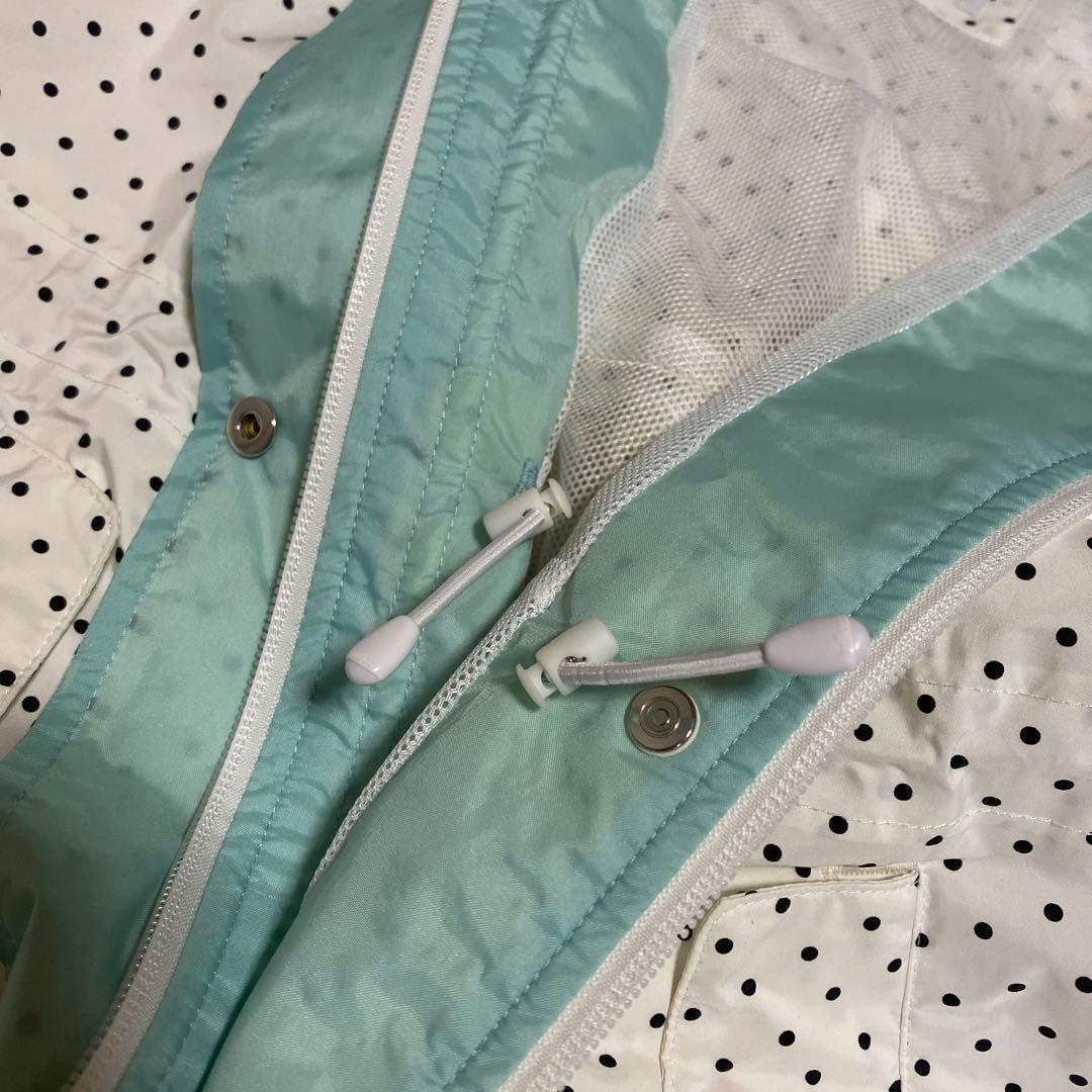 ルコック　ゴルフ　レイン　ワンピース　白　黒　水色　ドット柄　レディースＬ　美品