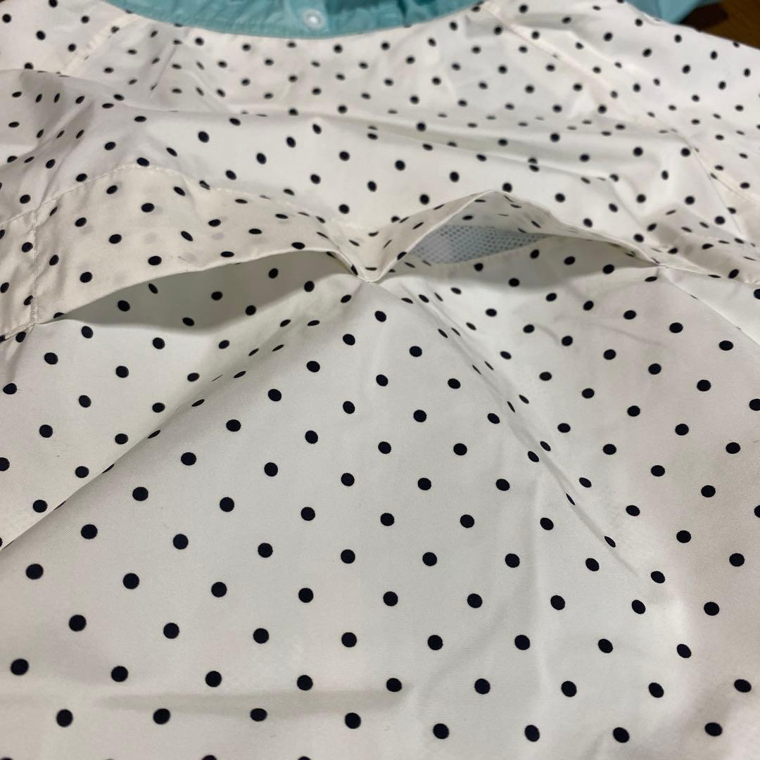 ルコック　ゴルフ　レイン　ワンピース　白　黒　水色　ドット柄　レディースＬ　美品