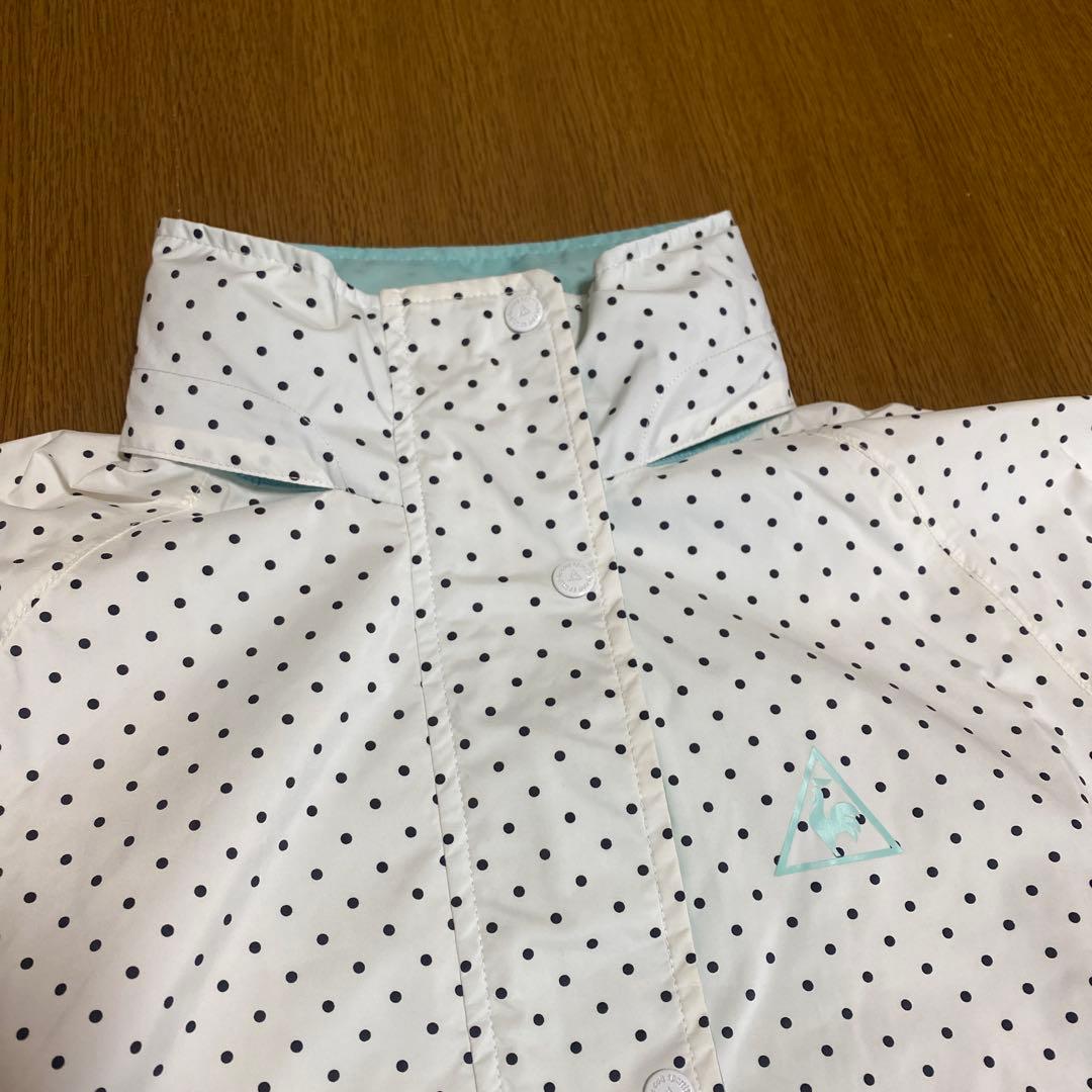 ルコック　ゴルフ　レイン　ワンピース　白　黒　水色　ドット柄　レディースＬ　美品