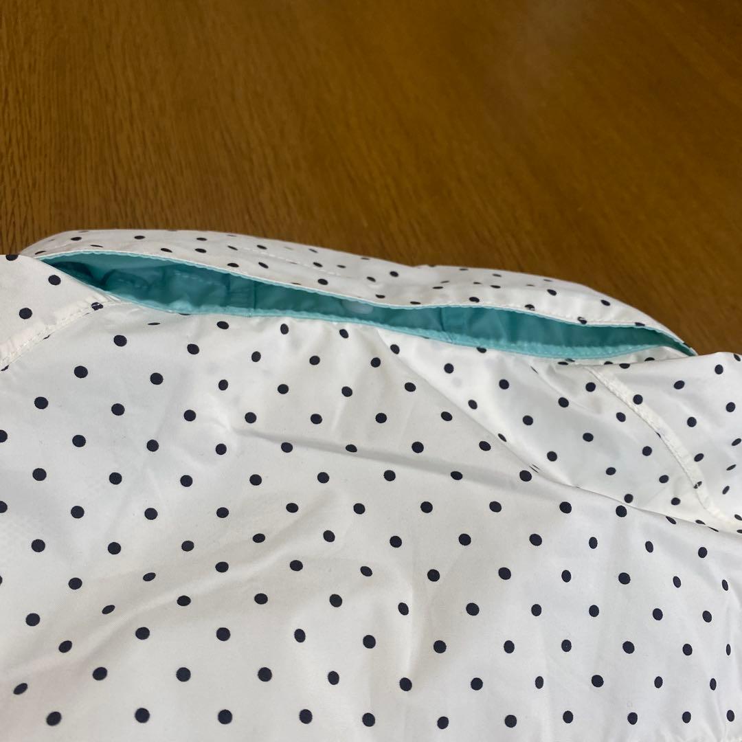 ルコック　ゴルフ　レイン　ワンピース　白　黒　水色　ドット柄　レディースＬ　美品