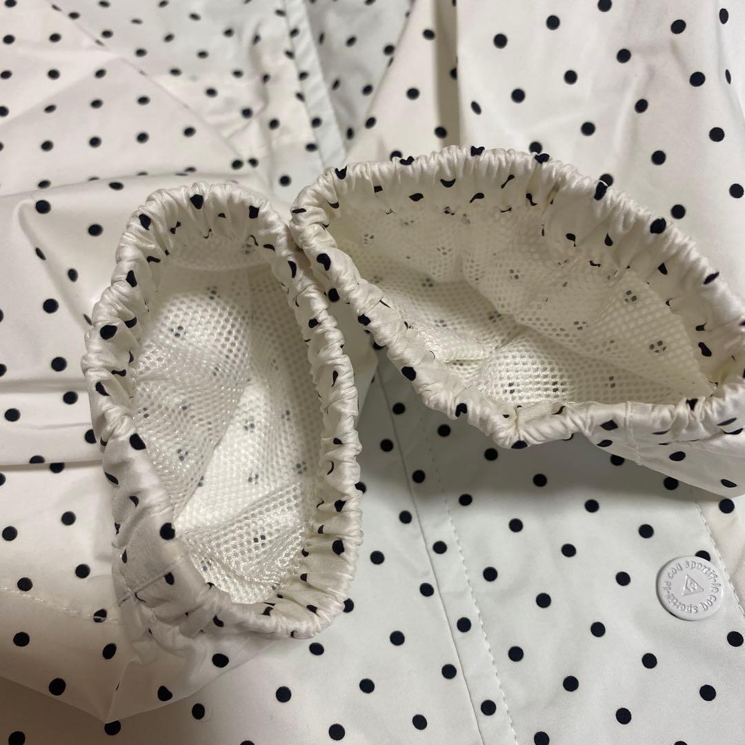 ルコック　ゴルフ　レイン　ワンピース　白　黒　水色　ドット柄　レディースＬ　美品