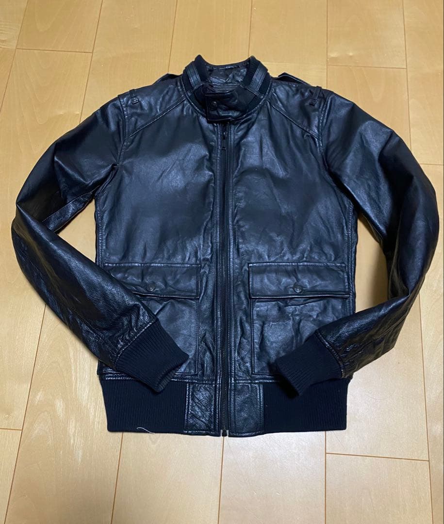 ヒステリックグラマー　スタンドカラー　レザージャケット　オールブラック　Sサイズ