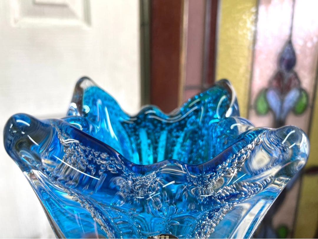 bob＊マルティガラス 花瓶 45cm 重圧 気泡 インテリア 置物