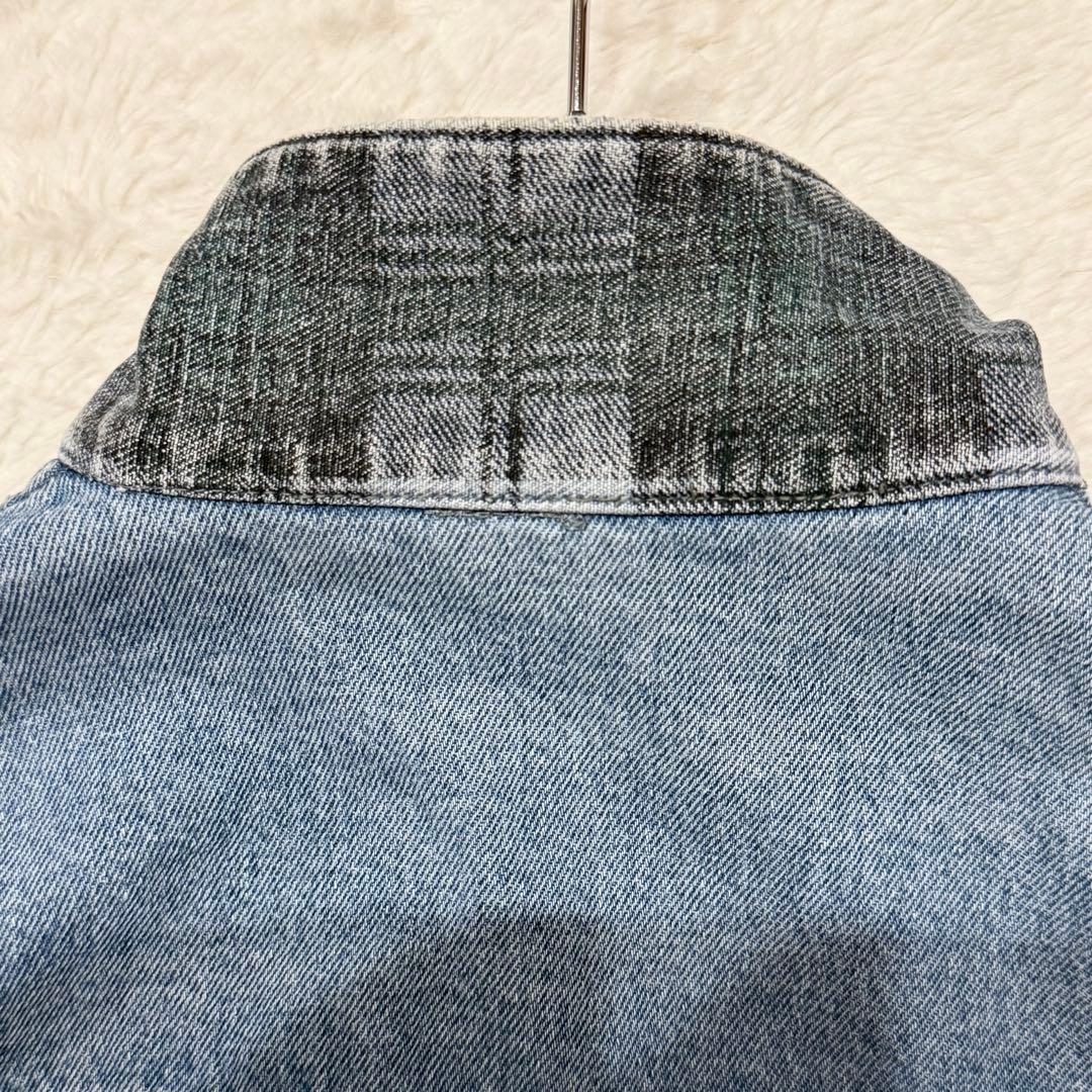 ビンテージ クイックシルバー デニム スイングトップ 裏地チェック 袖ワッペン