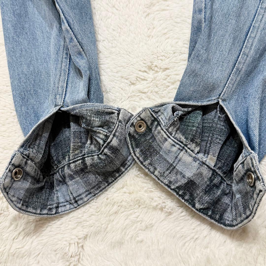 ビンテージ クイックシルバー デニム スイングトップ 裏地チェック 袖ワッペン