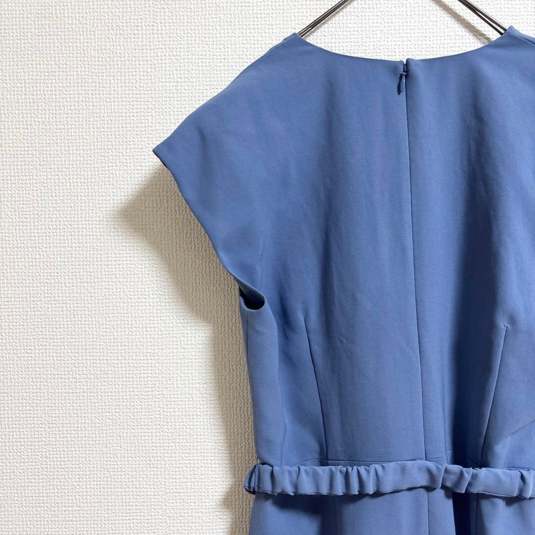 b362 ピンキー&ダイアン　上品Vネッククロスワンピース　金ベルト　フレンチ袖