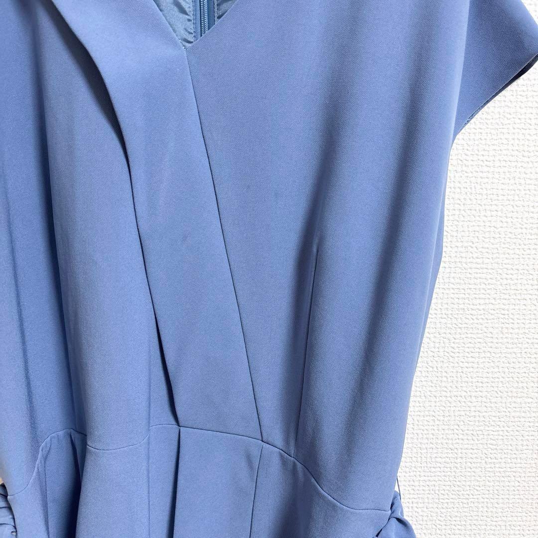 b362 ピンキー&ダイアン　上品Vネッククロスワンピース　金ベルト　フレンチ袖