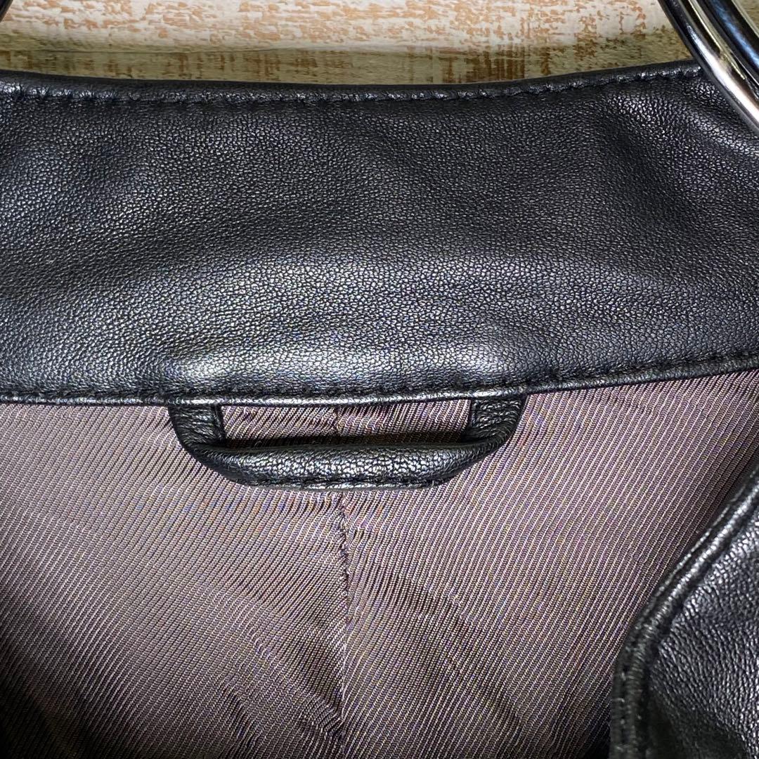 エディフィス シングルライダースジャケット レザー ブラック 羊 ラム Lサイズ