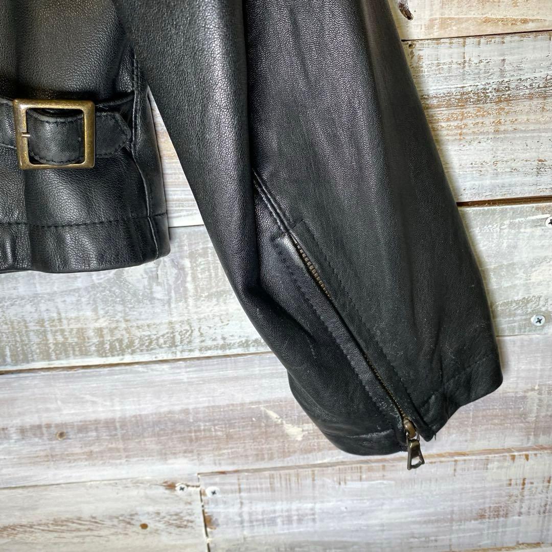 エディフィス シングルライダースジャケット レザー ブラック 羊 ラム Lサイズ