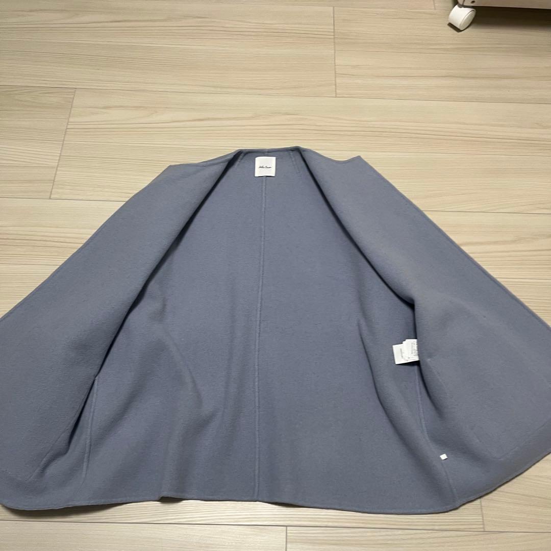 完売　秋冬　MilaOwenファーポケットリバーコート　ブルー　ワンサイズ