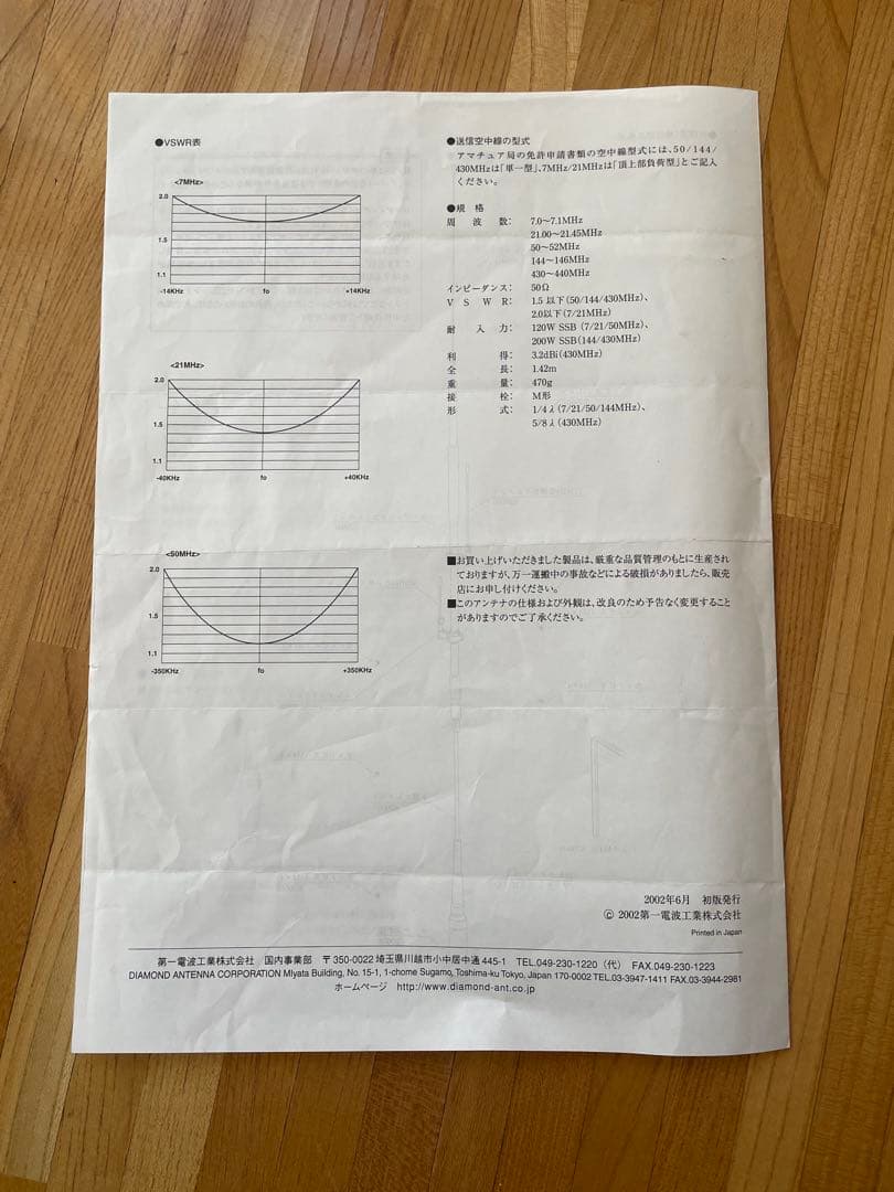 第一電波工業アマチュア無線7/21/50/144/430MH帯アンテナHV5S