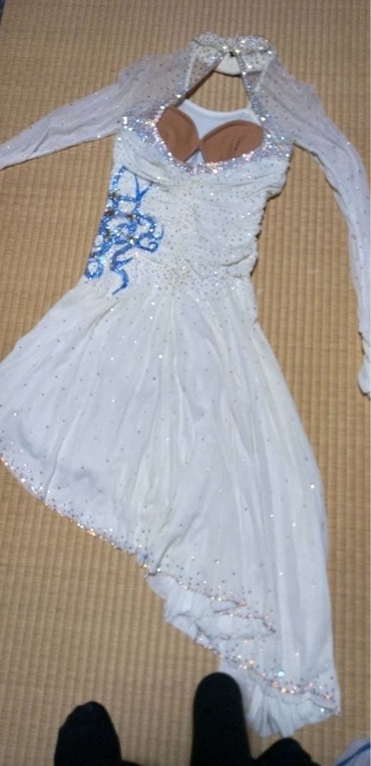 社交ダンスドレス ホワイト スパンコール Mサイズ