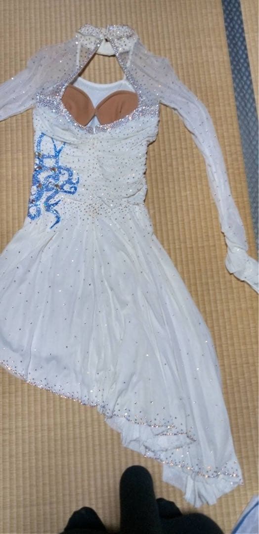 社交ダンスドレス ホワイト スパンコール Mサイズ