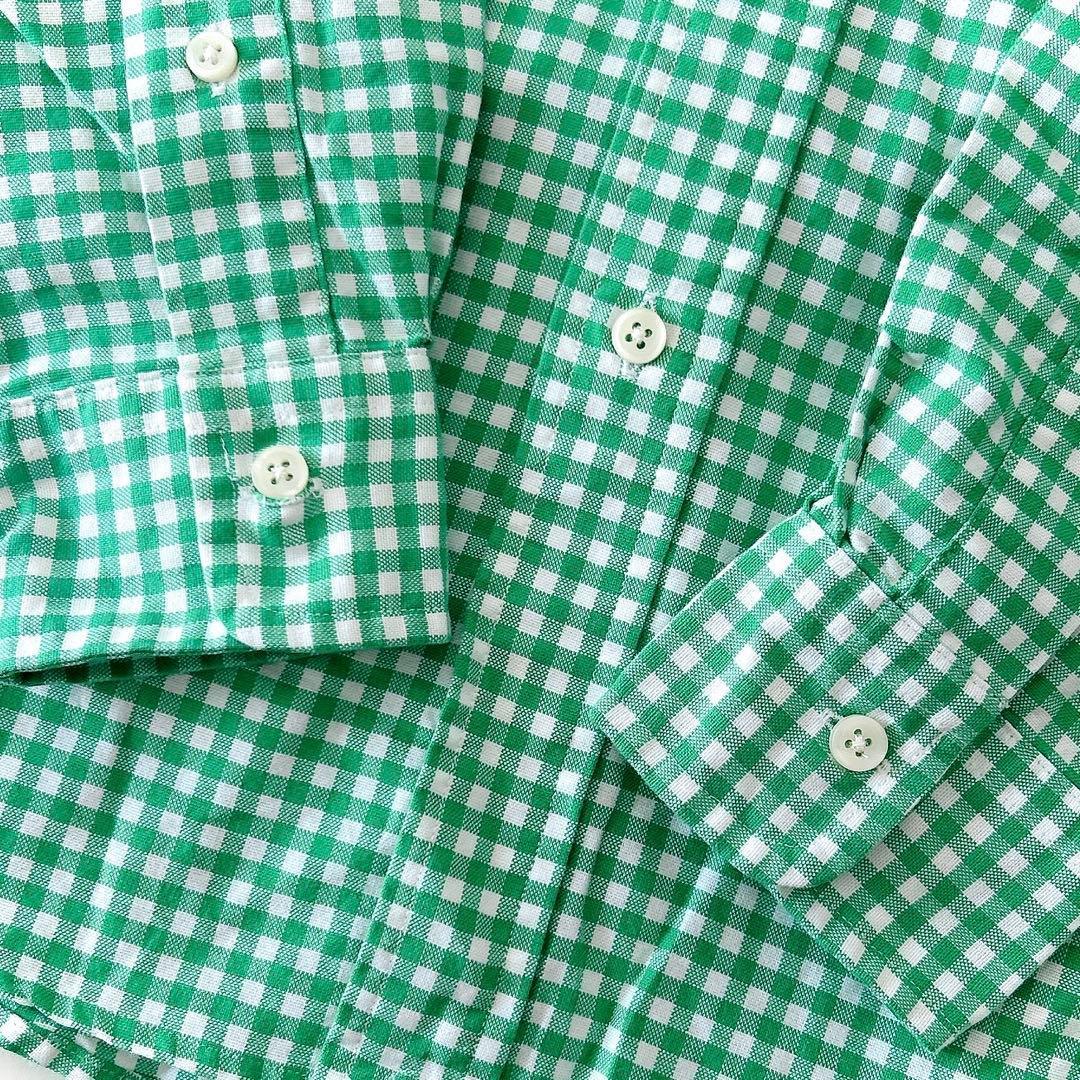 美品 ポロラルフローレン コットン ギンガムチェック ボタンダウンシャツ 緑
