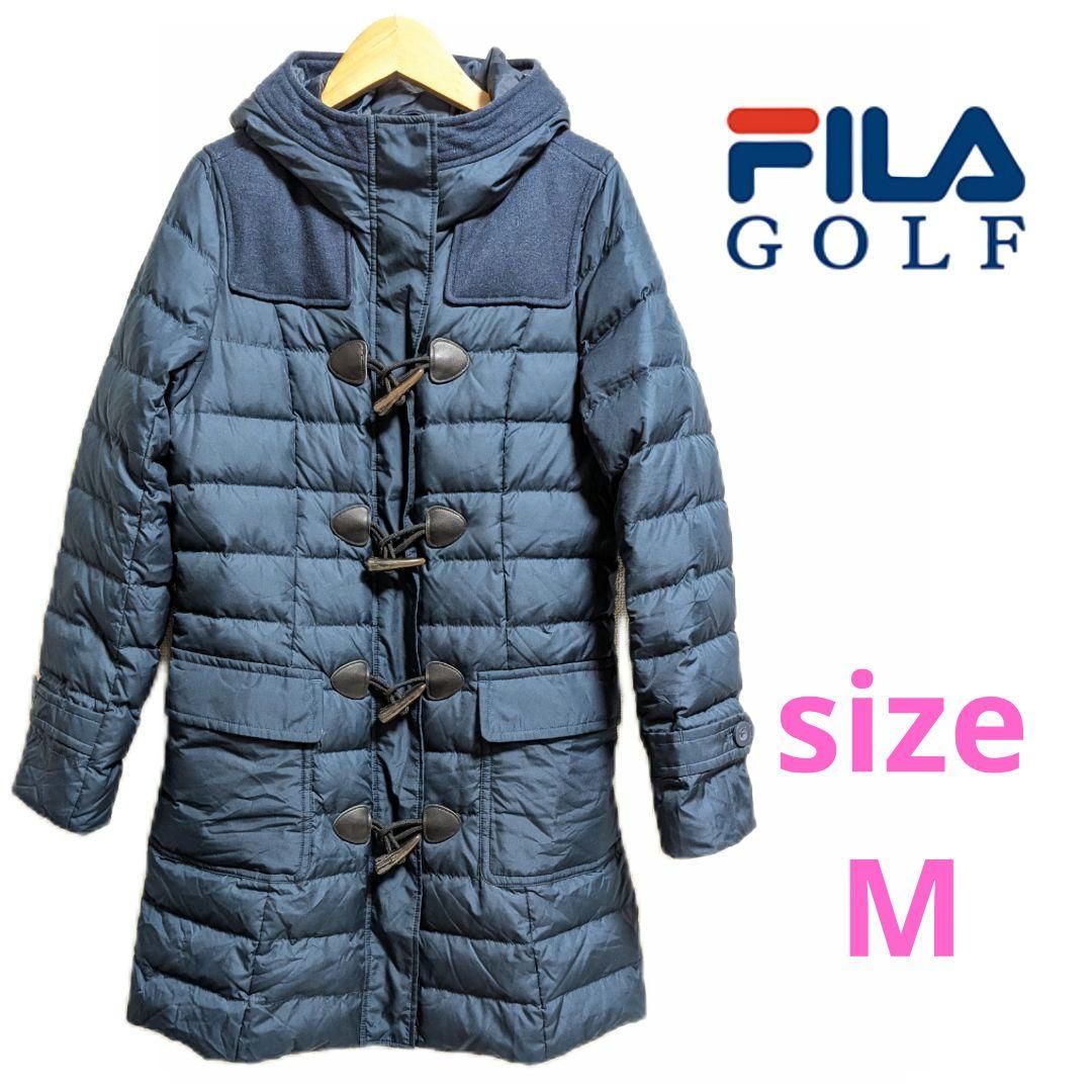 【美品】FILA GOLF フード付きダウンジャケット ネイビー　ダウンコート