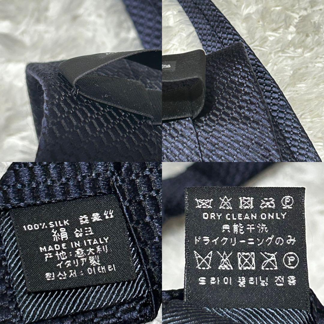 美品✨ エルメネジルドゼニア　ネクタイ　シルク100% ビジネス　メンズ　紺