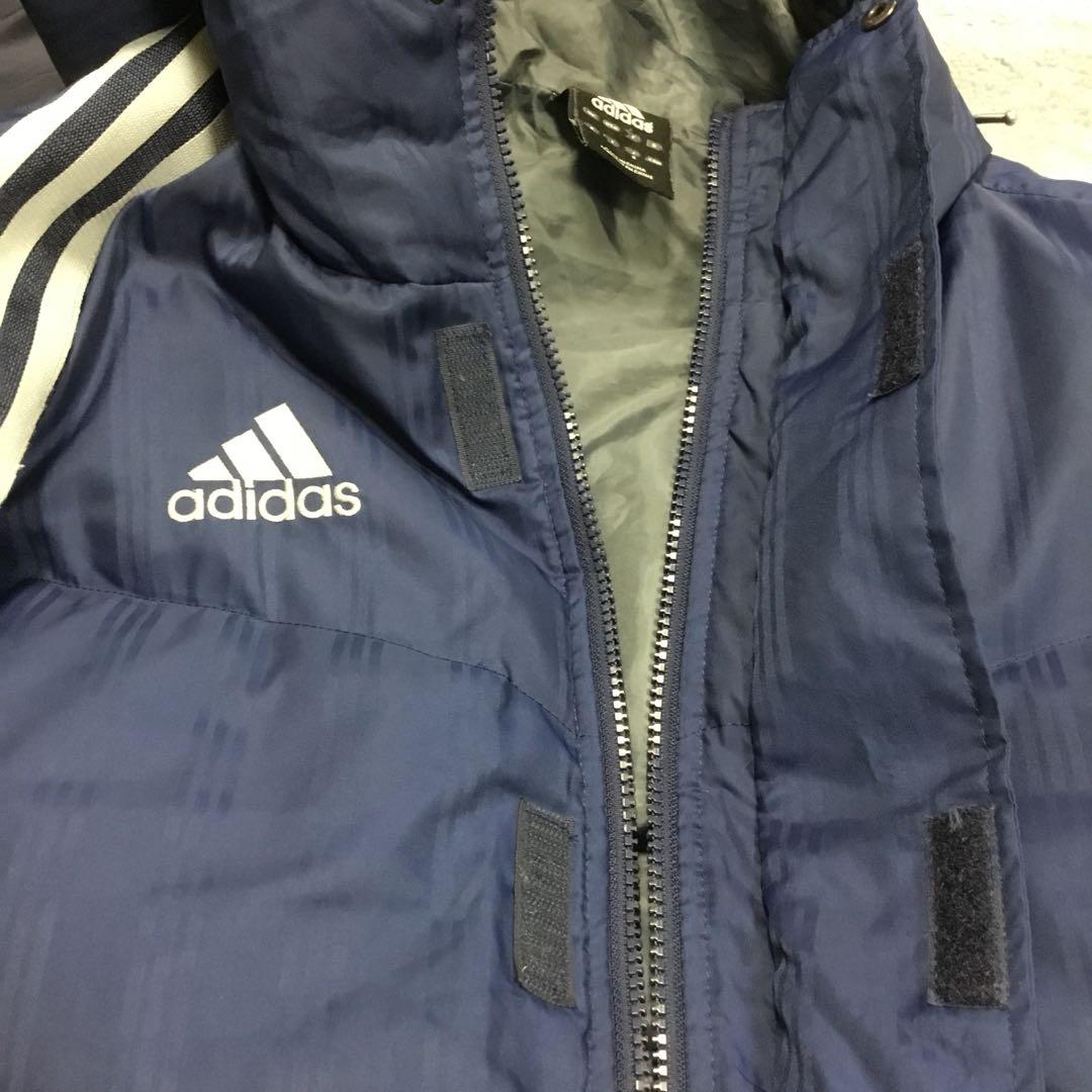 adidas ネイビー フード付きベンチコート　ダウンコート　Ｓサイズ　160