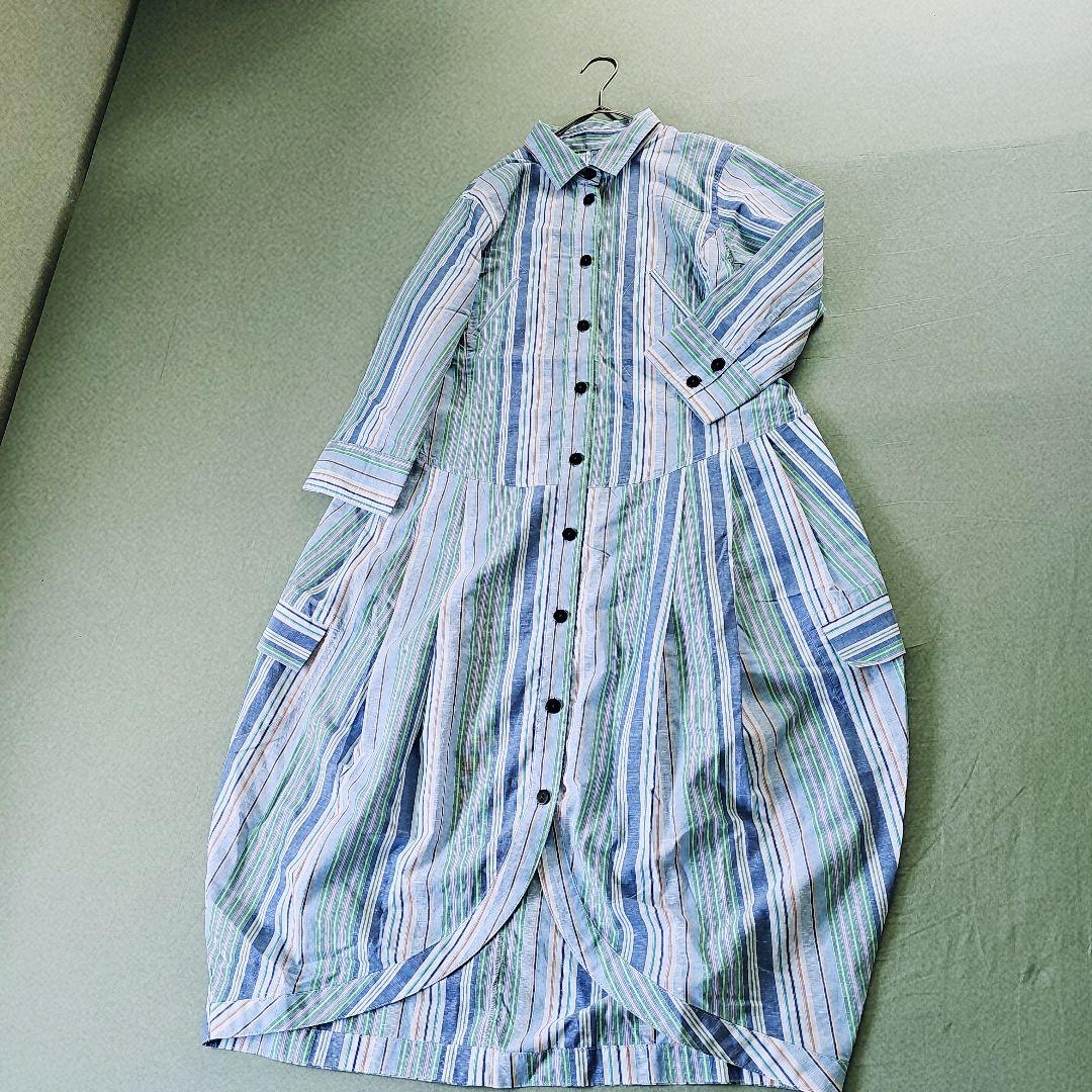 【センソユニコ CubeCube】 ストライプ シャツワンピース サイズ38