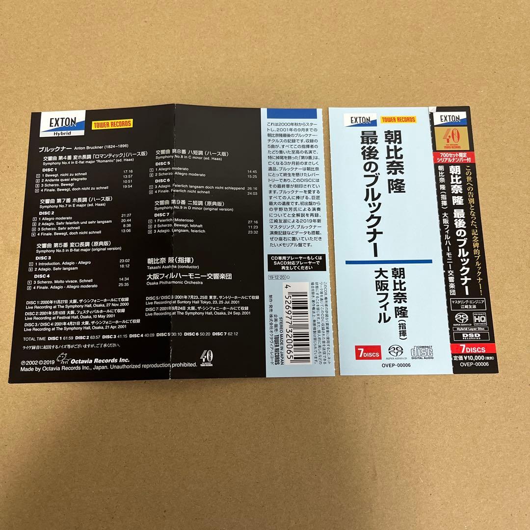 朝比奈隆　最後のブルックナー　CD7枚組