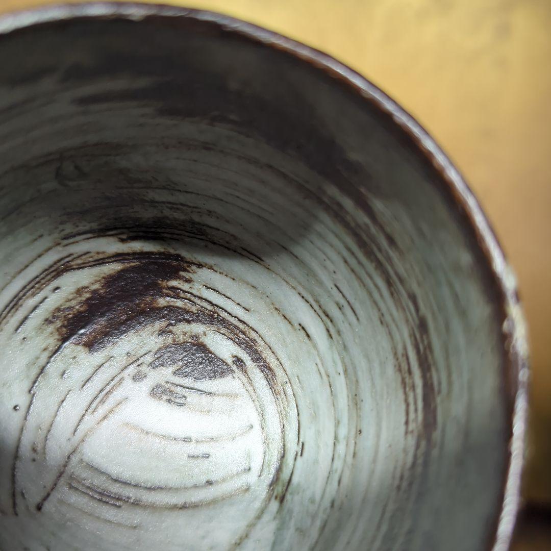 陶芸　京焼　清水焼 　くまがい　八幡窯　吉祥鶴文　内刷毛目　夫婦湯呑み　組湯呑