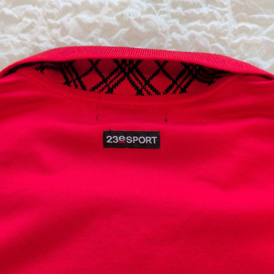 【新品タグ付】23区ゴルフ ハーフジップ ポロシャツ 赤 エアドライ UVケア