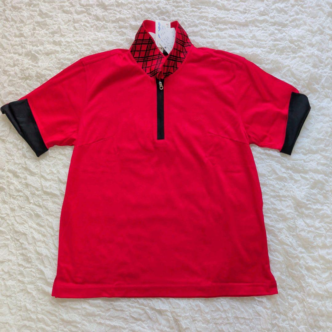 【新品タグ付】23区ゴルフ ハーフジップ ポロシャツ 赤 エアドライ UVケア