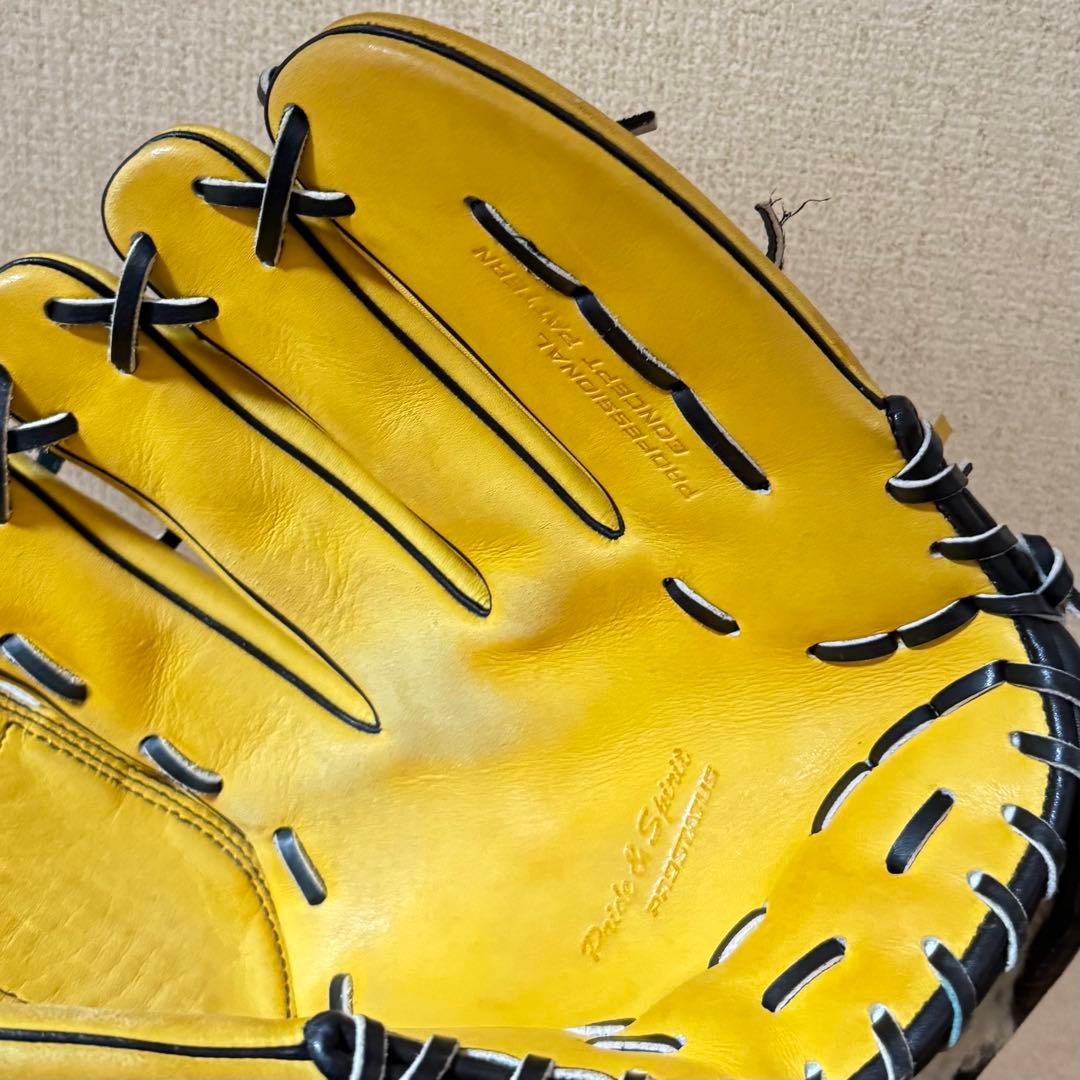 美品 ZETTプロステイタス 軟式用グローブ 藤浪晋太郎モデル イエロー