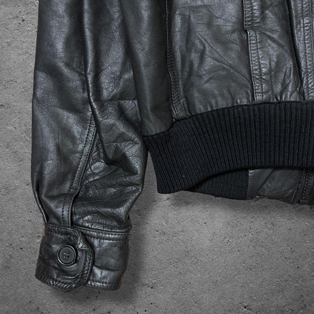 うちの\"ぷっちょ\"レザージャケットブラックMフライトボンバージャケットヴィ